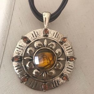 Brown leather multi-strand necklace